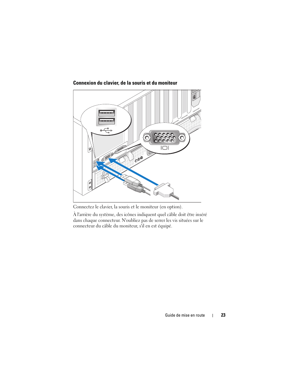 Connexion du clavier, de la souris et du moniteur | Dell PowerEdge R900 User Manual | Page 25 / 64