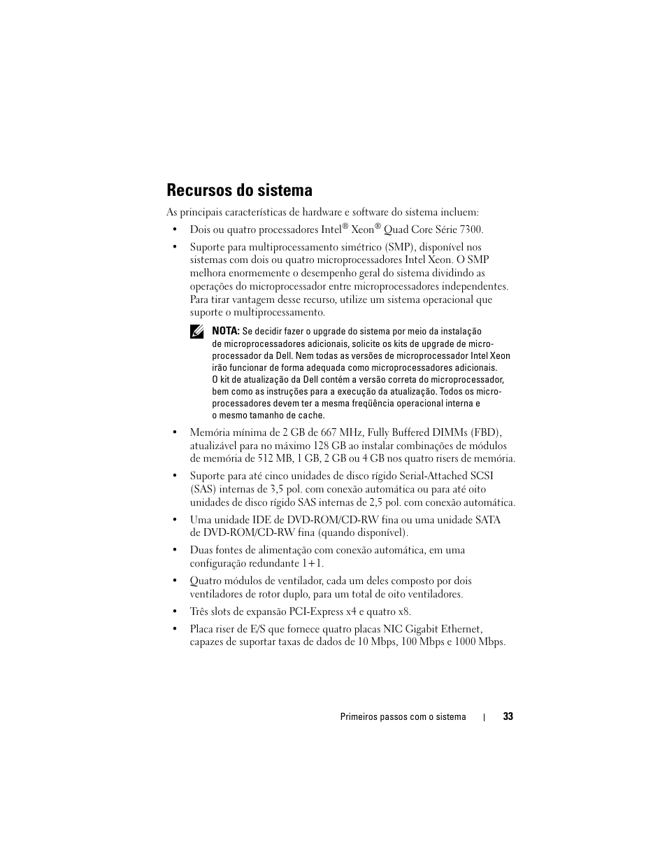 Recursos do sistema | Dell PowerEdge R900 User Manual | Page 35 / 64