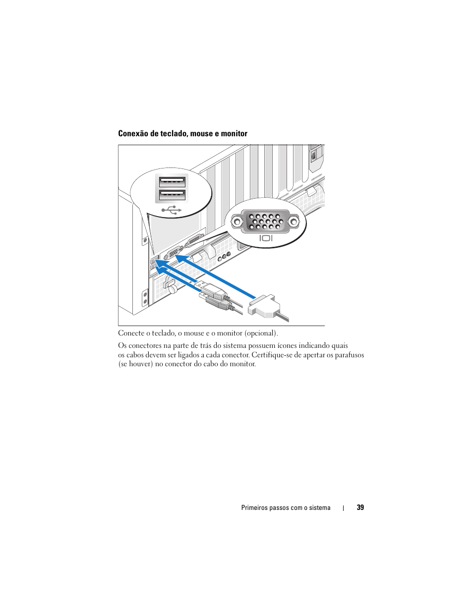 Conexão de teclado, mouse e monitor | Dell PowerEdge R900 User Manual | Page 41 / 64