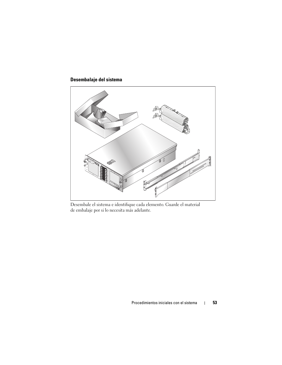 Desembalaje del sistema | Dell PowerEdge R900 User Manual | Page 55 / 64