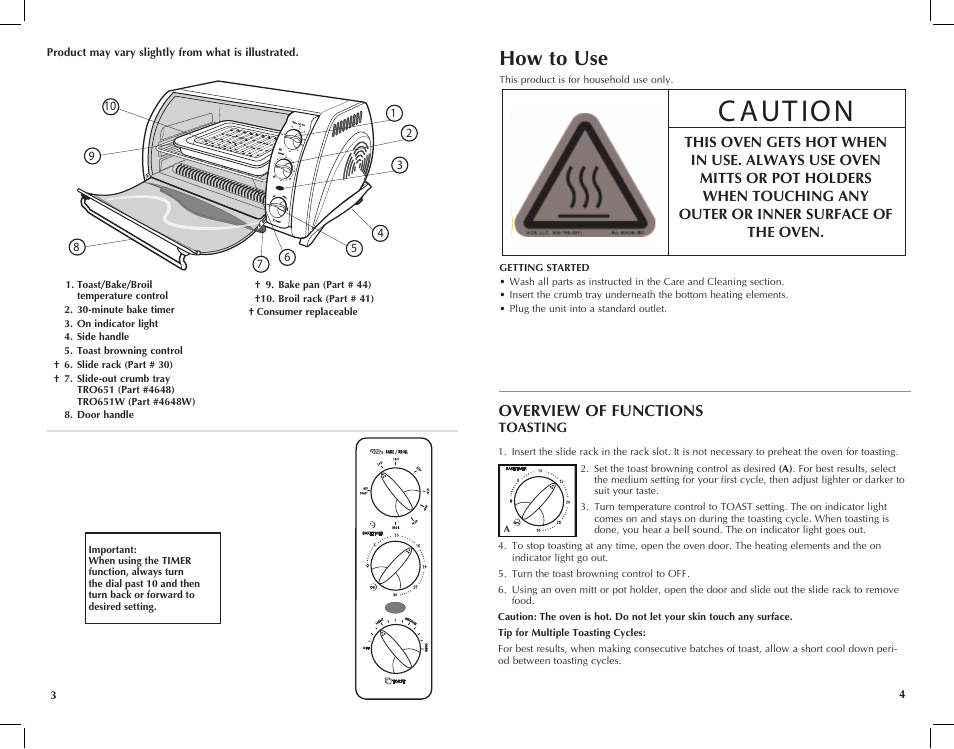 How to use, Overview of functions | Black & Decker TRO651W User Manual | Page 3 / 15