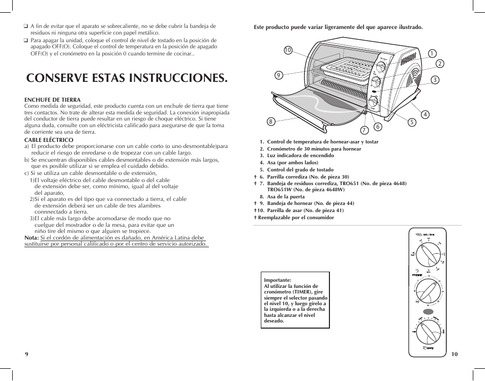 Conserve estas instrucciones | Black & Decker TRO651W User Manual | Page 6 / 15