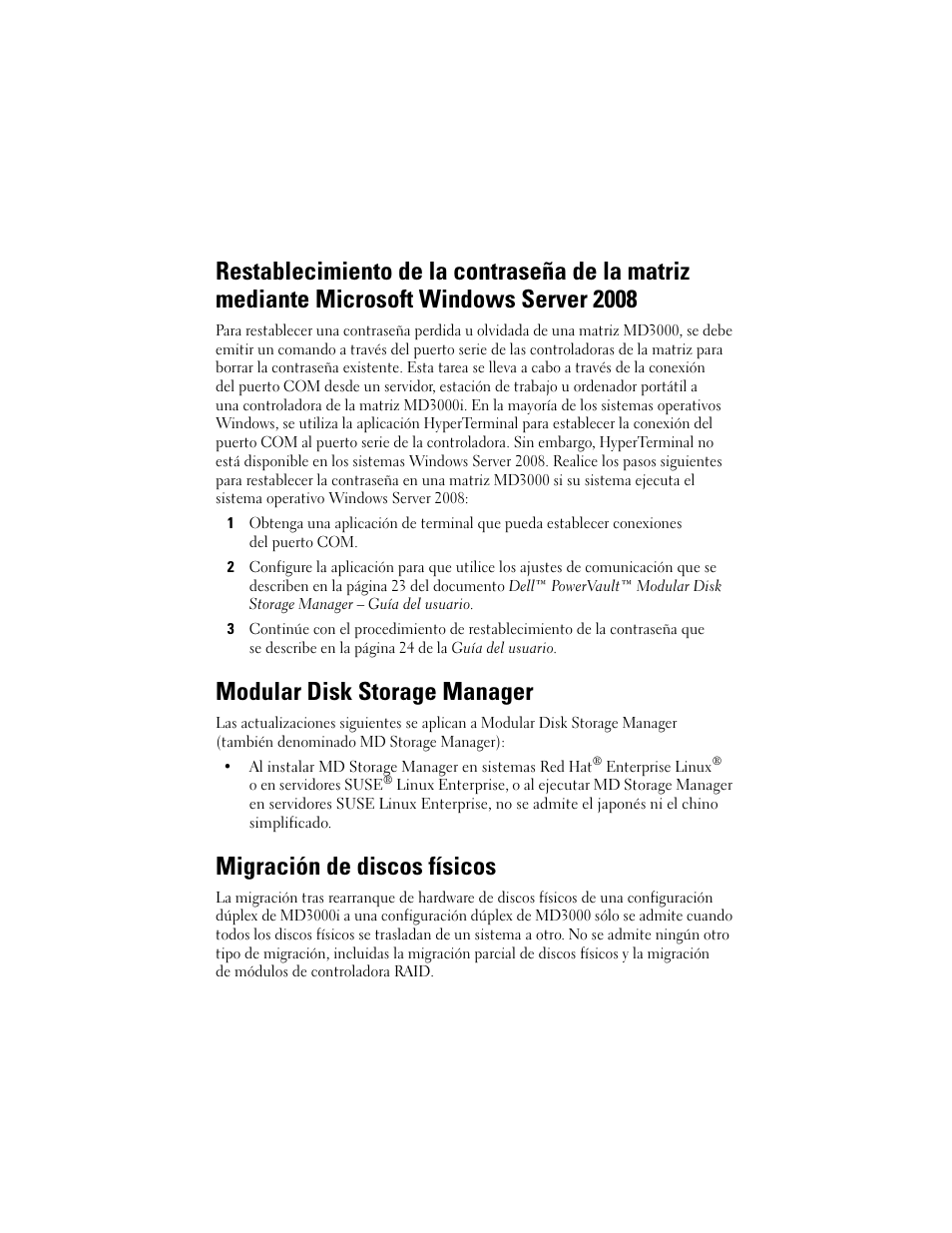 Modular disk storage manager, Migración de discos físicos | Dell PowerVault MD3000 User Manual | Page 20 / 21