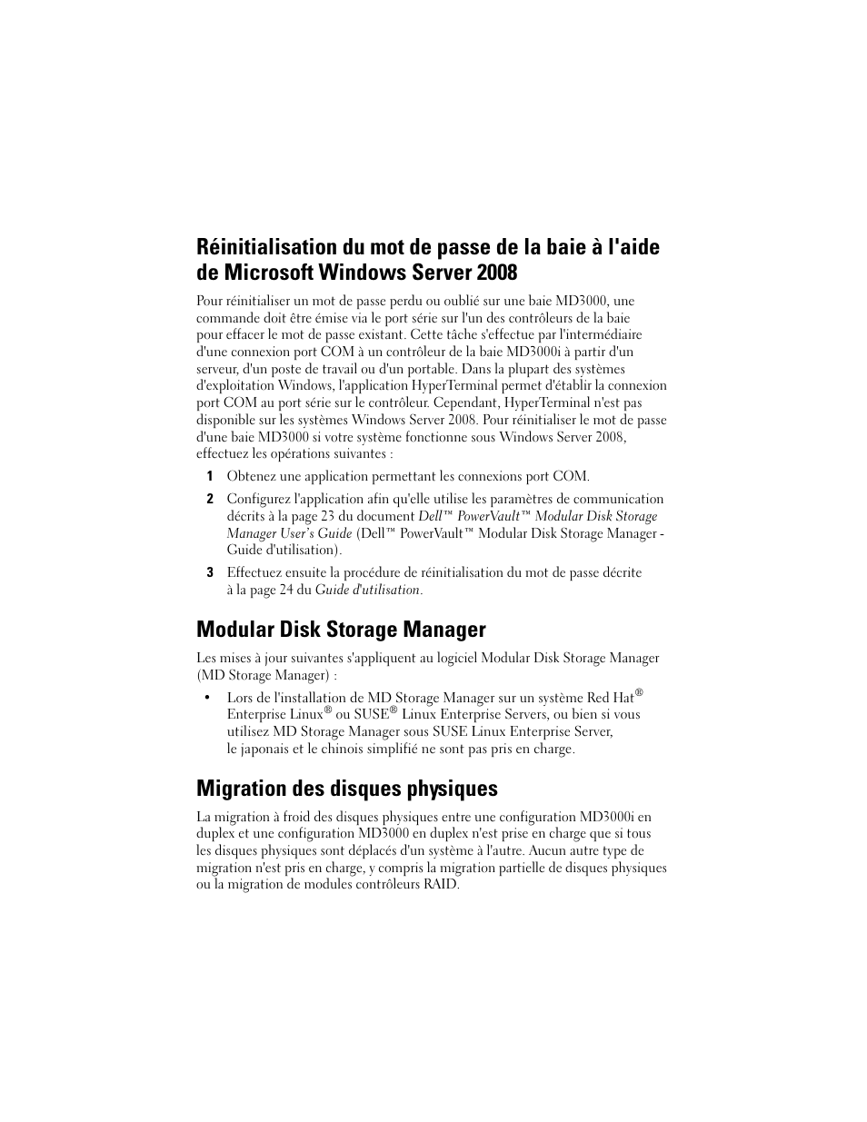 Modular disk storage manager, Migration des disques physiques | Dell PowerVault MD3000 User Manual | Page 8 / 21