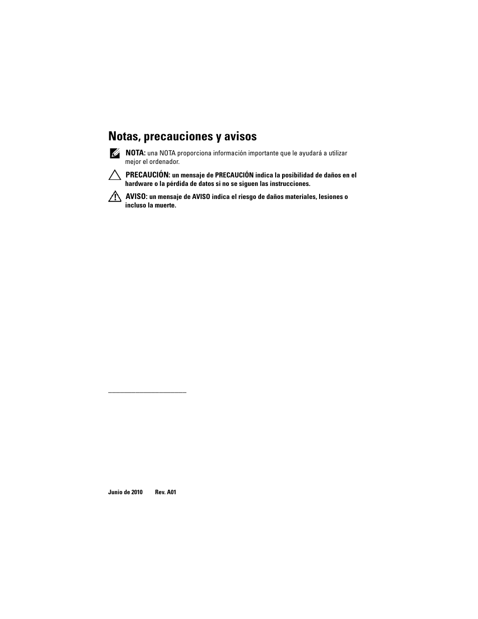 Notas, precauciones y avisos | Dell POWERVAULT MD1000 User Manual | Page 38 / 42