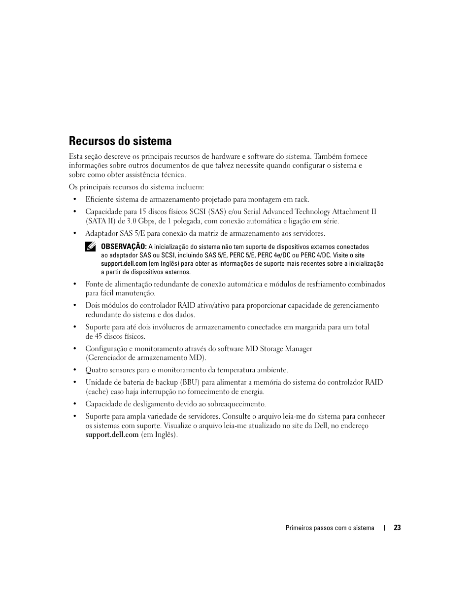 Recursos do sistema | Dell PowerVault MD3000 User Manual | Page 25 / 42