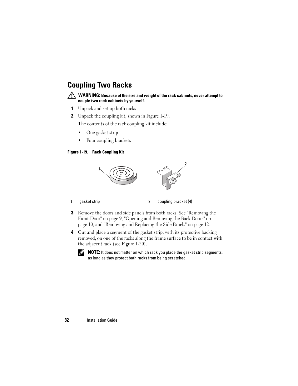 Coupling two racks | Dell PowerEdge Rack Enclosure 4820 User Manual | Page 34 / 186