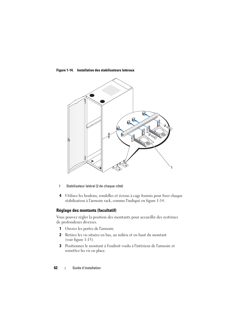 Réglage des montants (facultatif) | Dell PowerEdge Rack Enclosure 4820 User Manual | Page 64 / 186