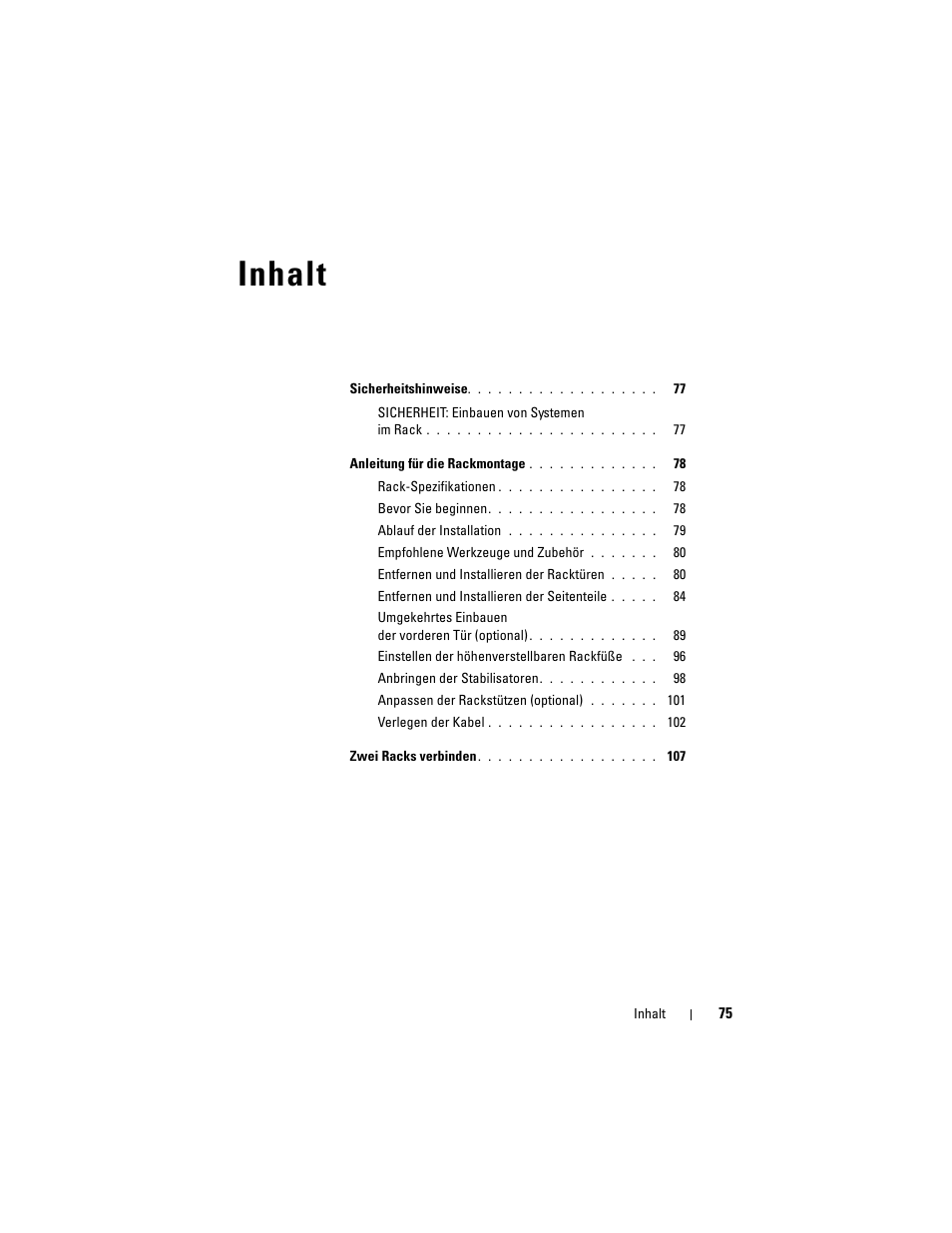 Inhalt | Dell PowerEdge Rack Enclosure 4820 User Manual | Page 77 / 186