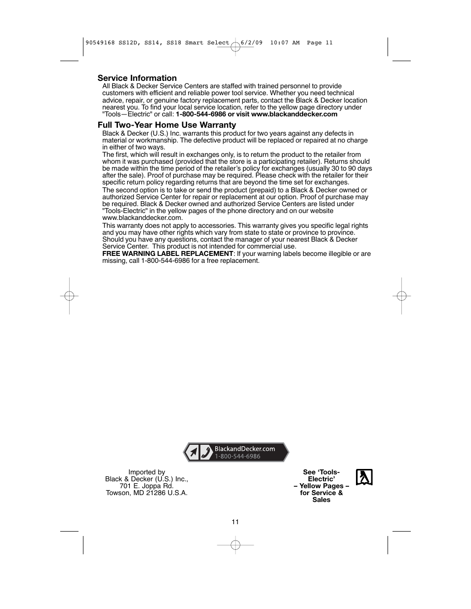 Black & Decker SS14 User Manual | Page 11 / 36