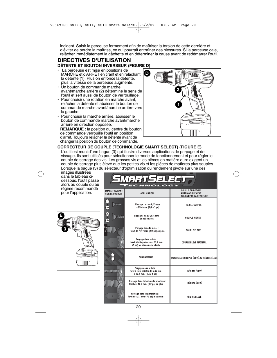 Directives d'utilisation | Black & Decker SS14 User Manual | Page 20 / 36
