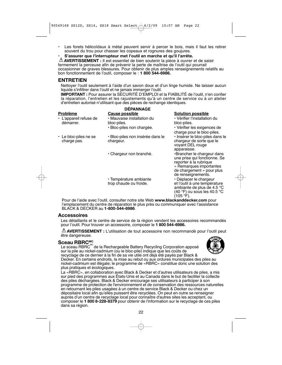 Black & Decker SS14 User Manual | Page 22 / 36