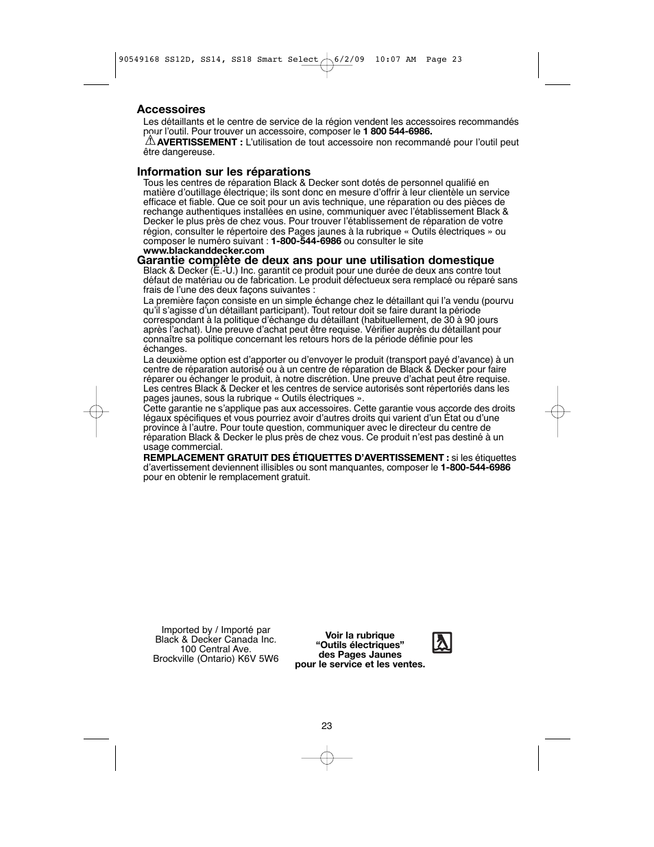Black & Decker SS14 User Manual | Page 23 / 36