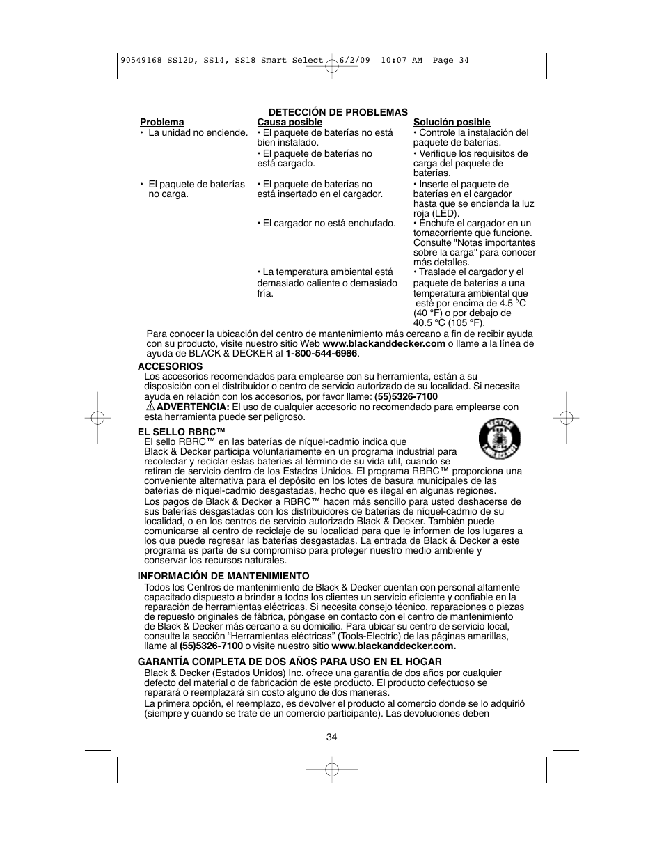 Black & Decker SS14 User Manual | Page 34 / 36