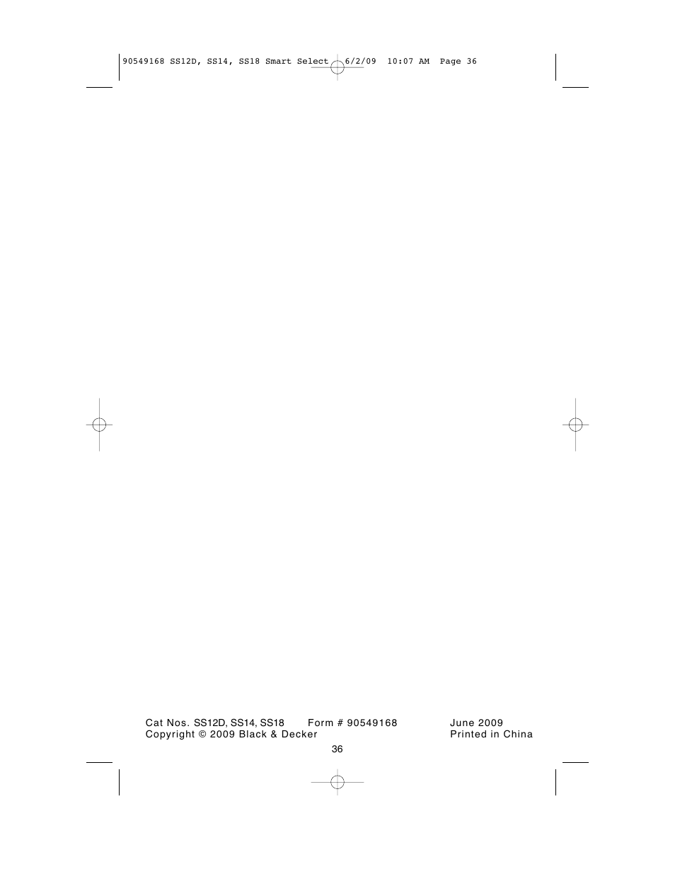 Black & Decker SS14 User Manual | Page 36 / 36