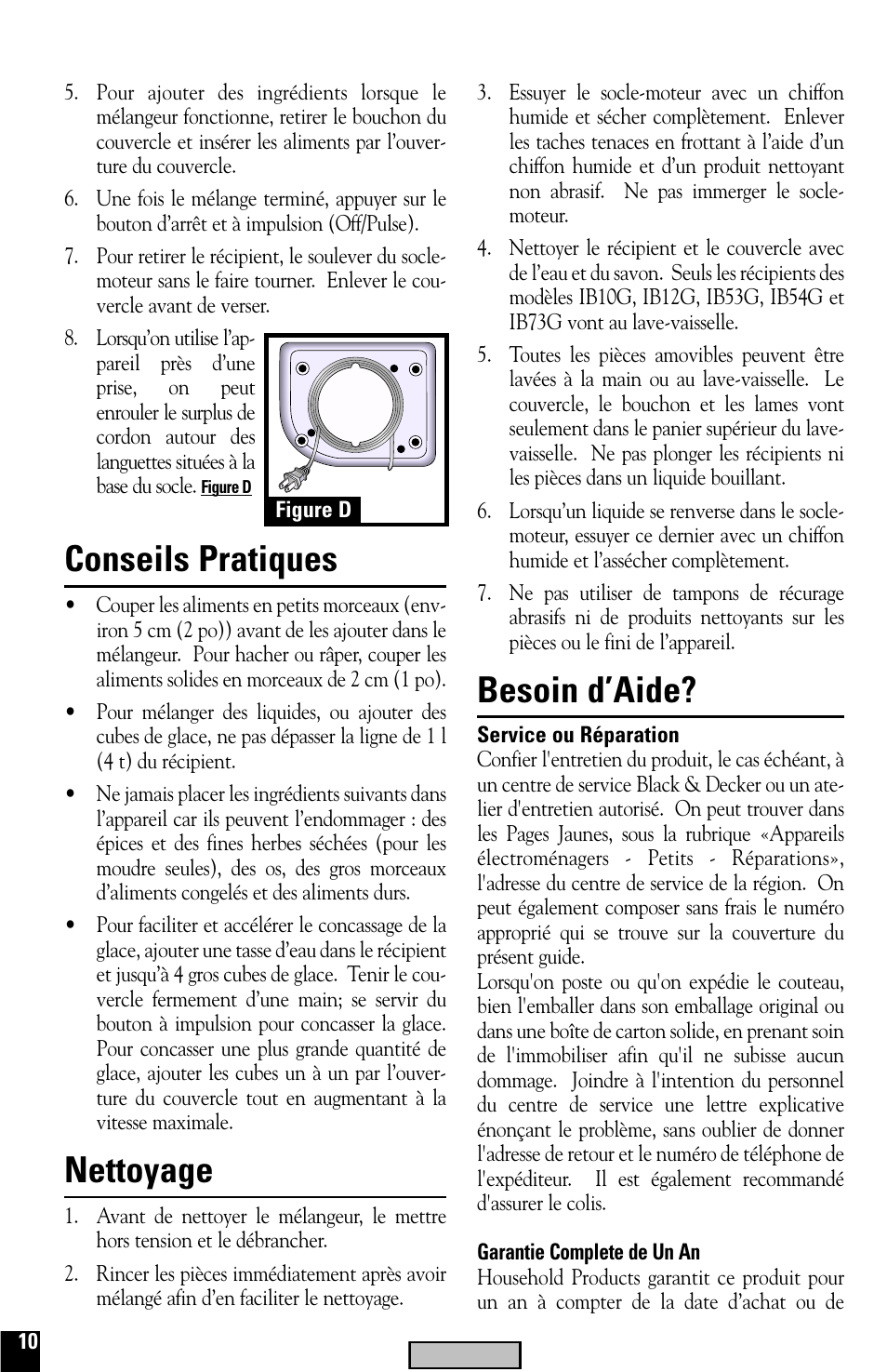 Conseils pratiques, Nettoyage, Besoin d’aide | Black & Decker IB12 User Manual | Page 10 / 12