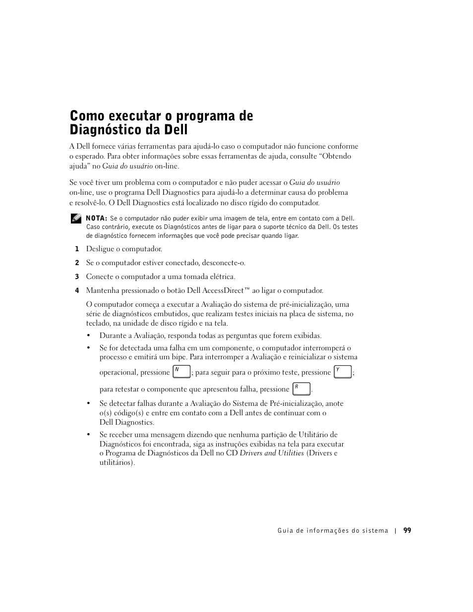 Como executar o programa de diagnóstico da dell | Dell Latitude C640 User Manual | Page 101 / 140