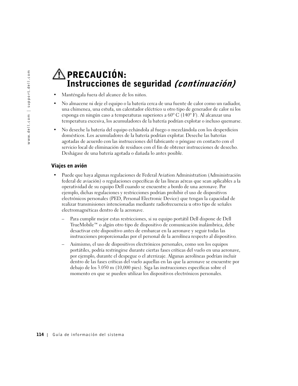Viajes en avión | Dell Latitude C640 User Manual | Page 116 / 140