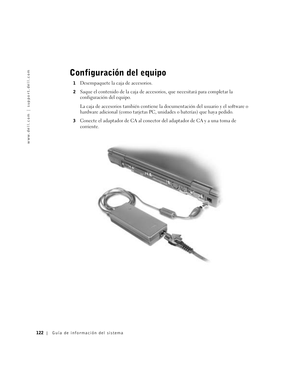 Configuración del equipo | Dell Latitude C640 User Manual | Page 124 / 140