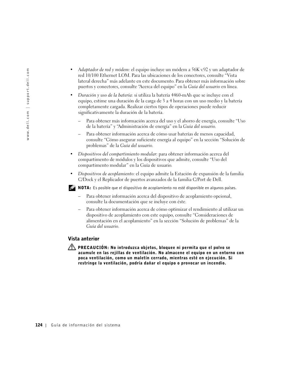 Vista anterior | Dell Latitude C640 User Manual | Page 126 / 140