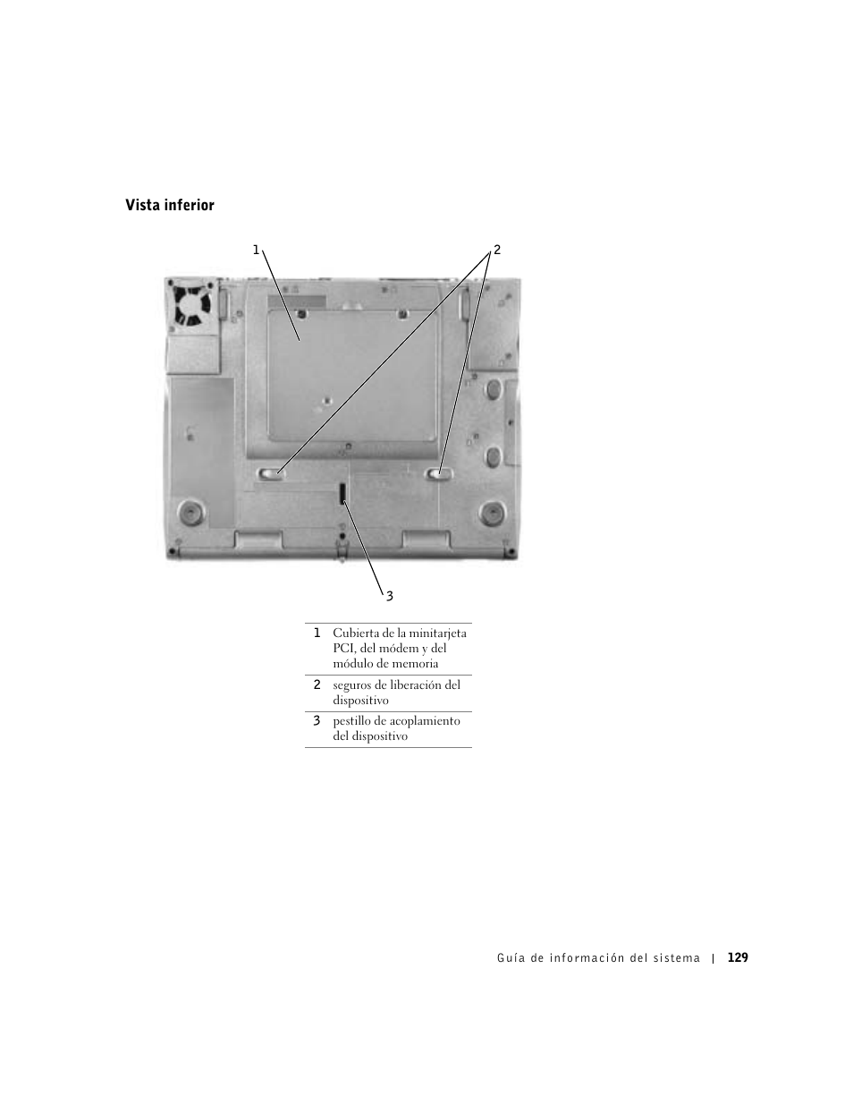 Vista inferior | Dell Latitude C640 User Manual | Page 131 / 140