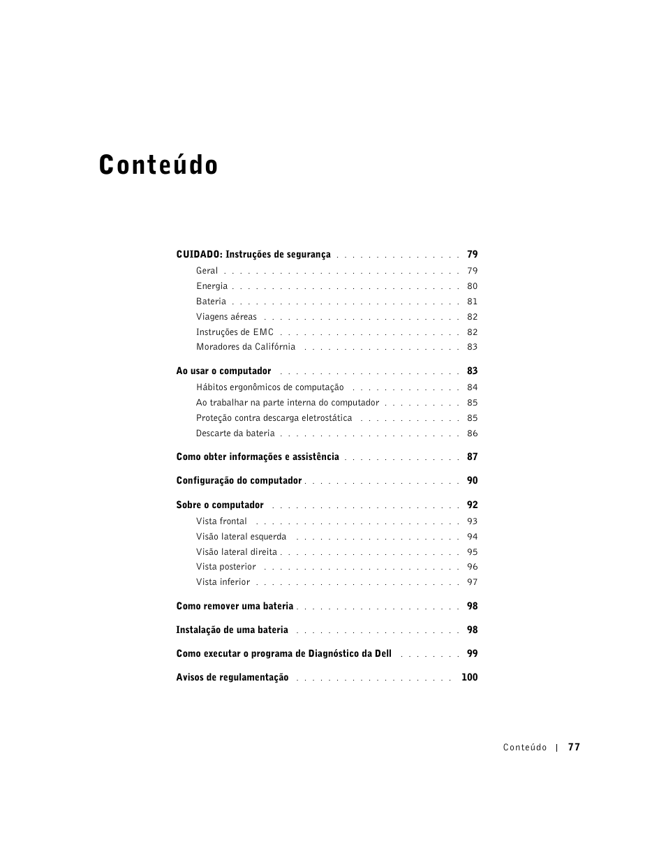 Conteúdo | Dell Latitude C640 User Manual | Page 79 / 140