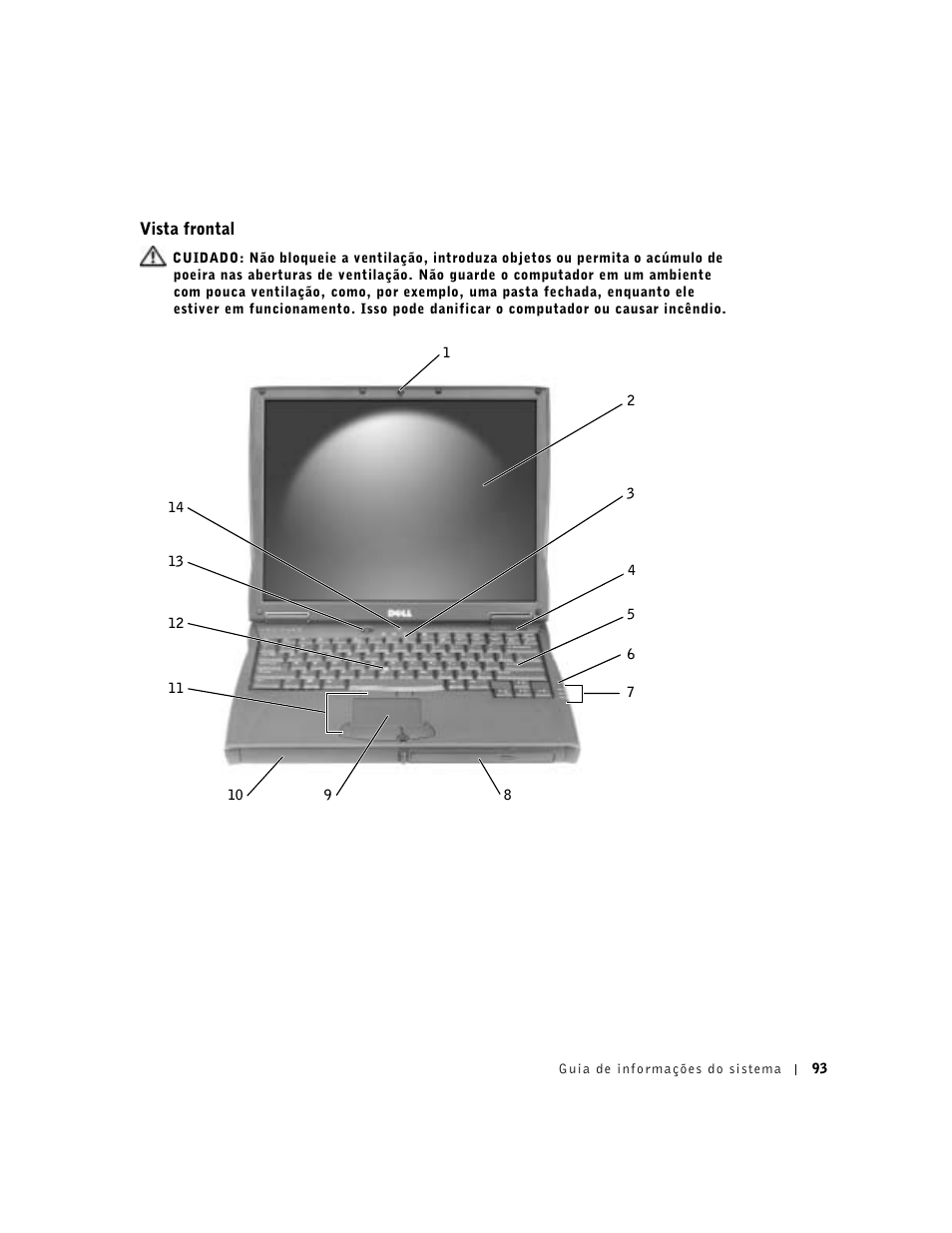 Vista frontal | Dell Latitude C640 User Manual | Page 95 / 140