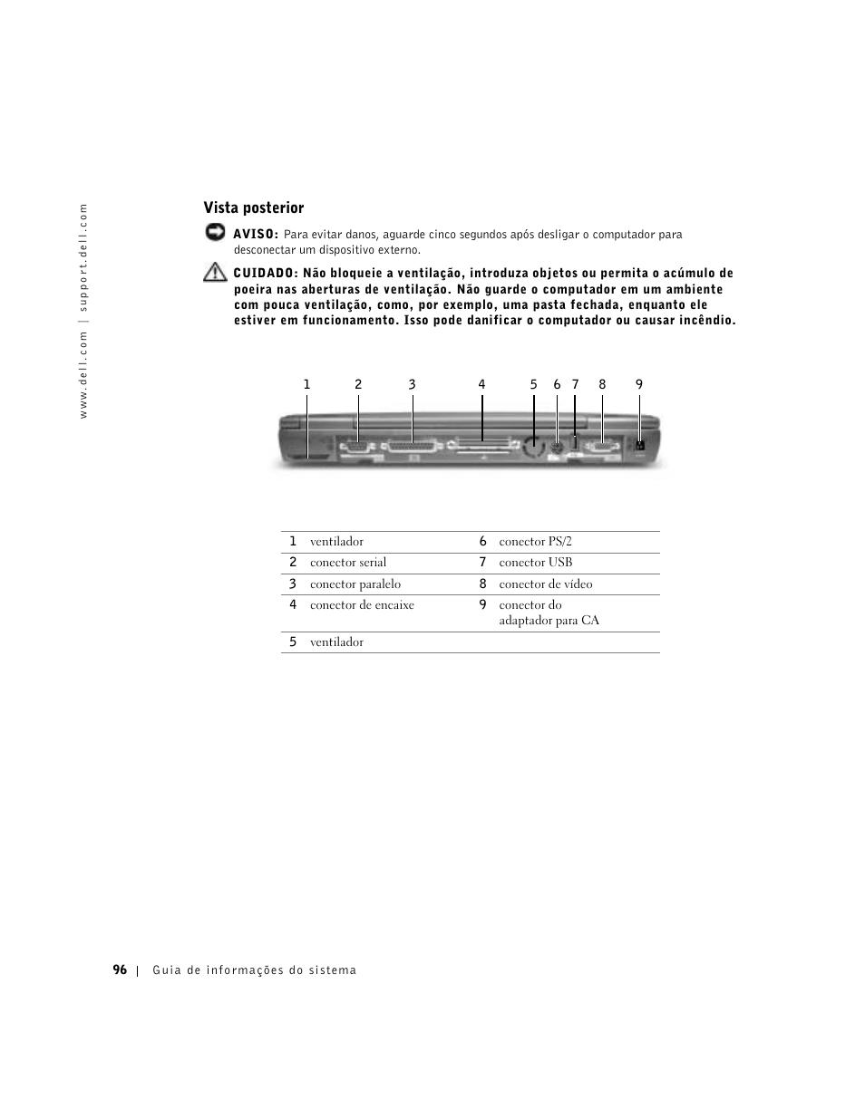 Vista posterior | Dell Latitude C640 User Manual | Page 98 / 140