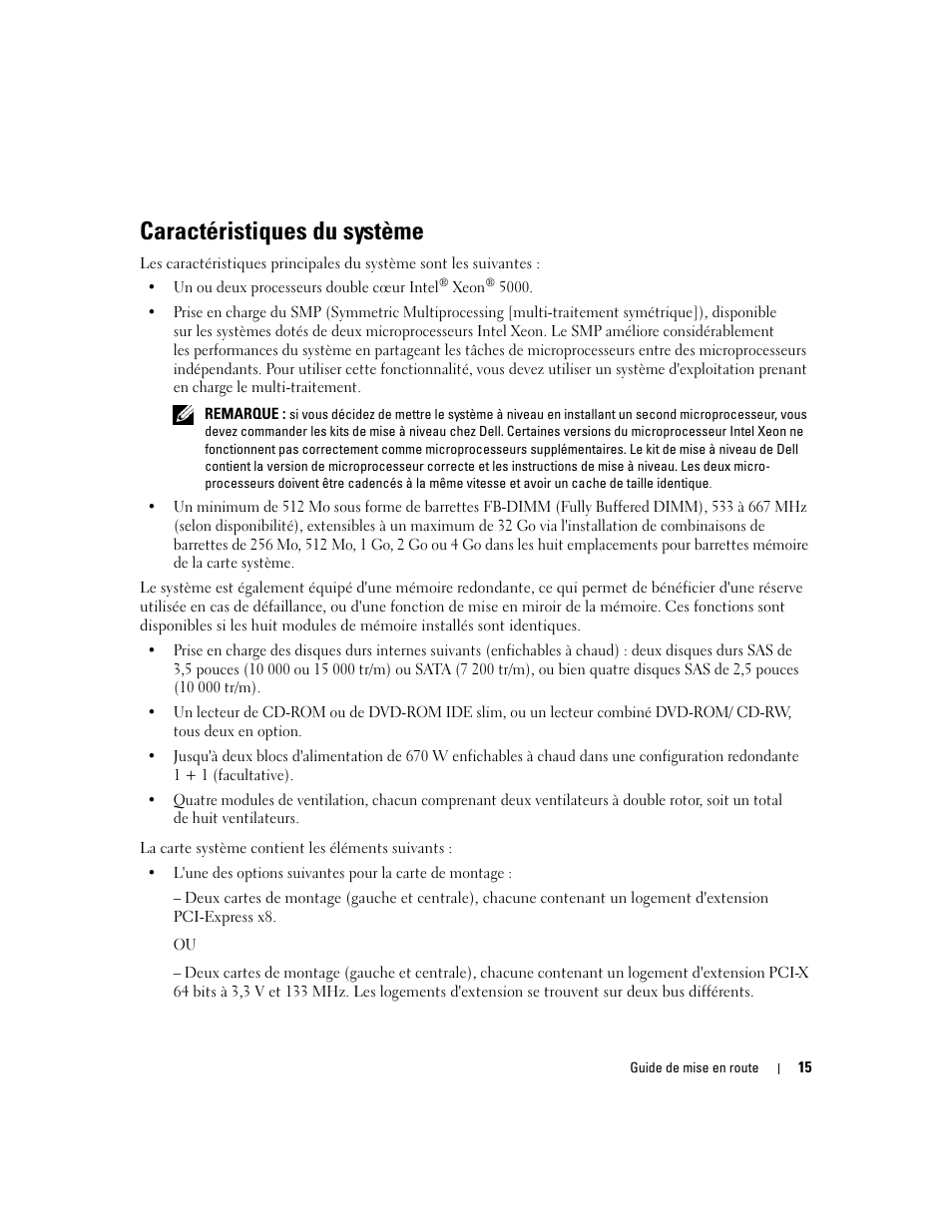 Caractéristiques du système | Dell POWEREDGE 1950 User Manual | Page 17 / 50