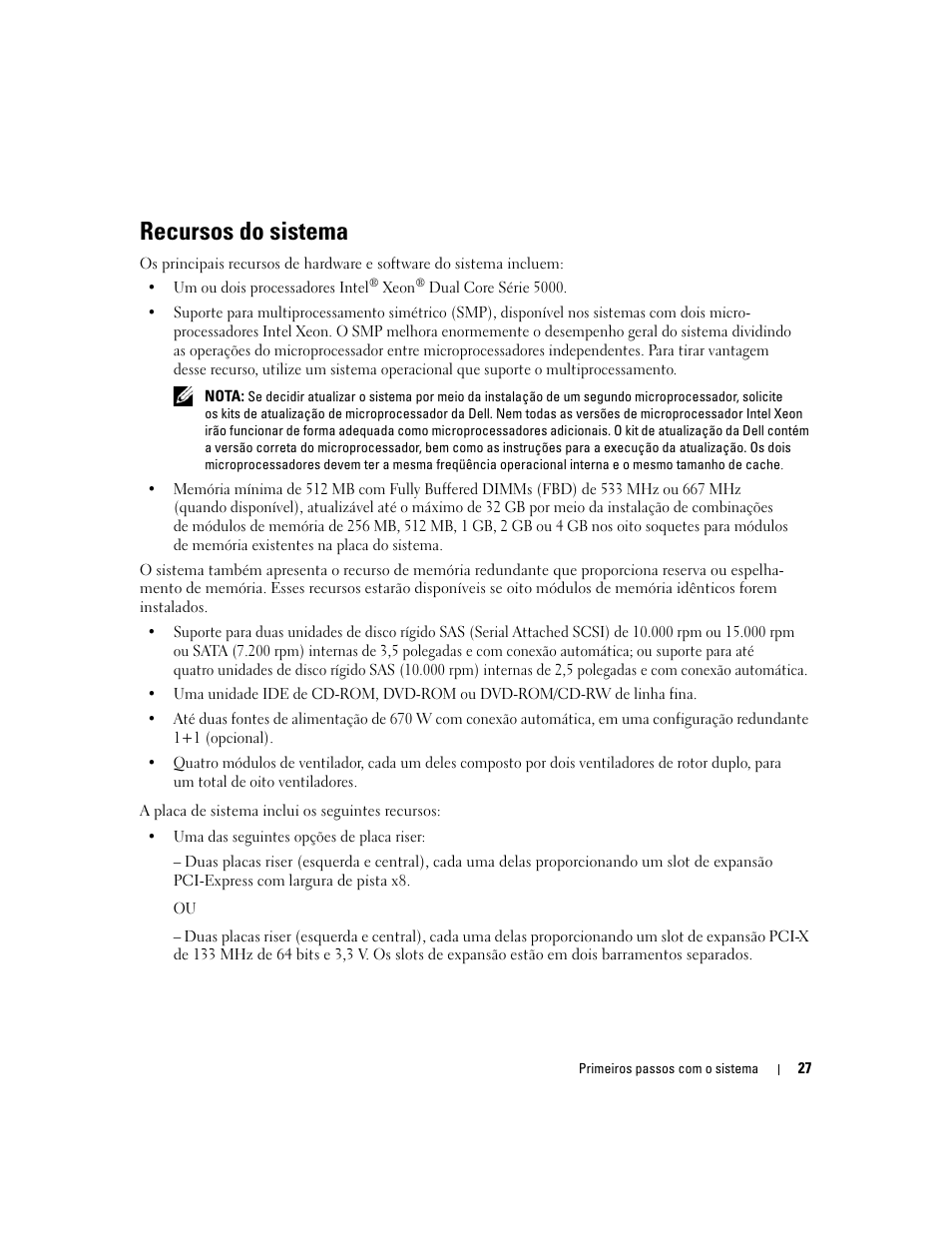 Recursos do sistema | Dell POWEREDGE 1950 User Manual | Page 29 / 50