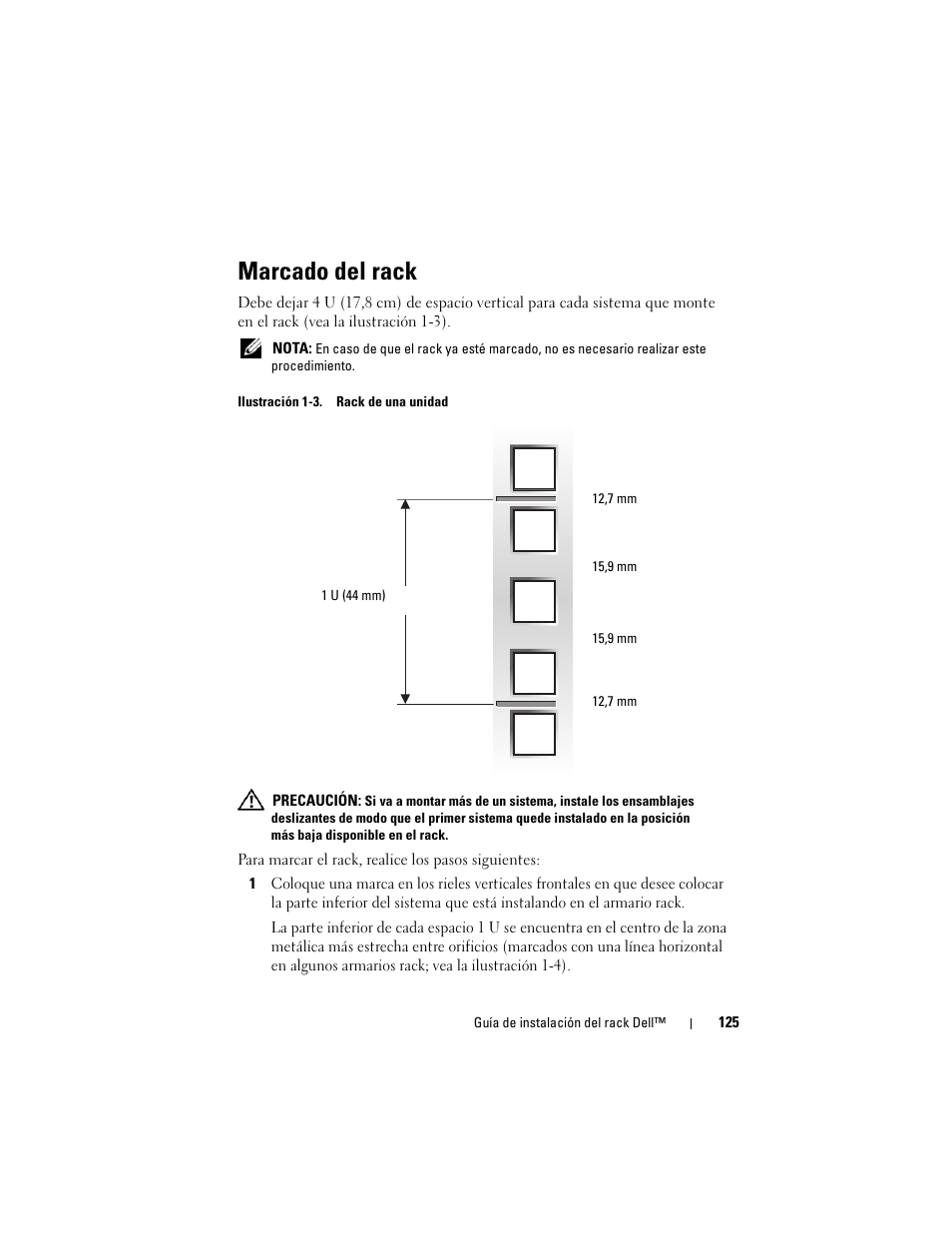 Marcado del rack | Dell PowerEdge R900 User Manual | Page 127 / 142