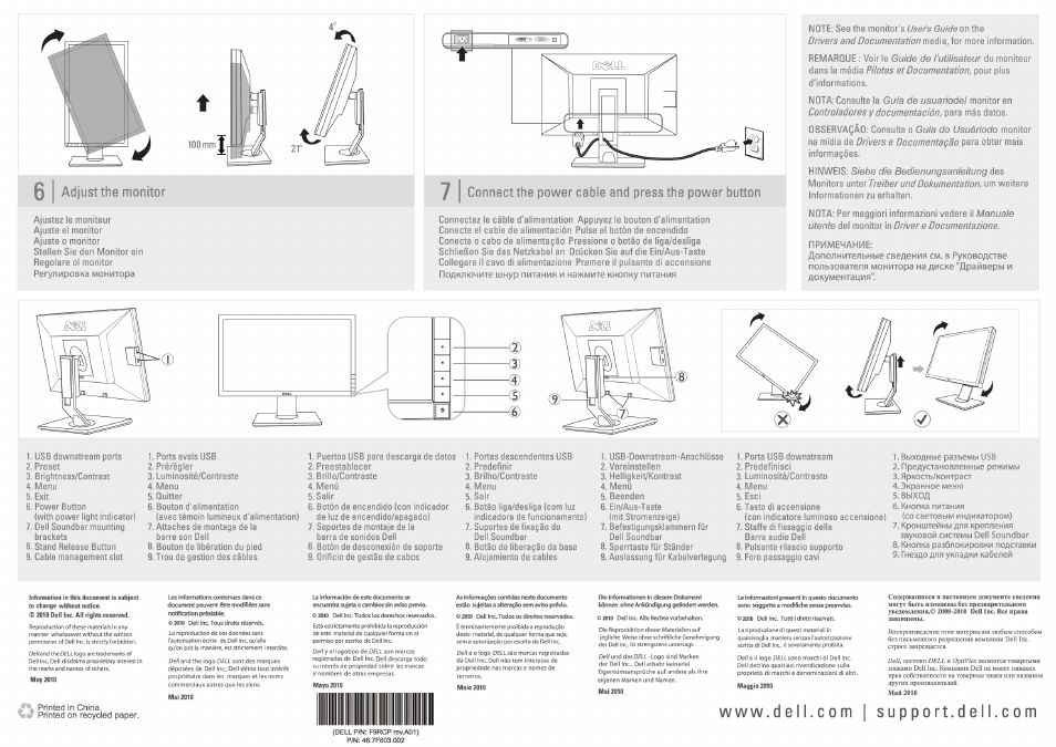 Www.dell.com i support.dell.com | Dell P2011H Monitor User Manual | Page 2 / 2