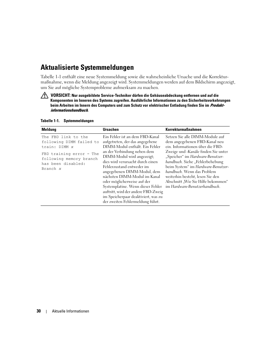 Aktualisierte systemmeldungen | Dell PowerEdge 1900 User Manual | Page 30 / 60