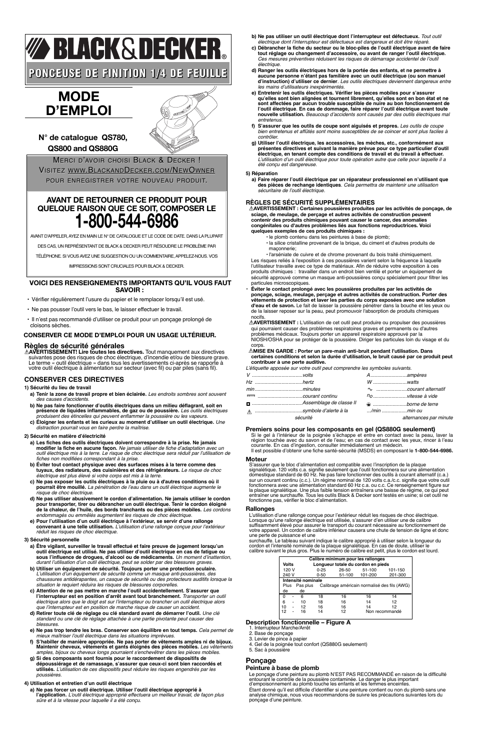 Mode d’emploi | Black & Decker QS780 User Manual | Page 3 / 6