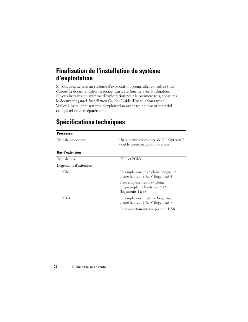 Spécifications techniques | Dell PowerEdge T605 User Manual | Page 26 / 58