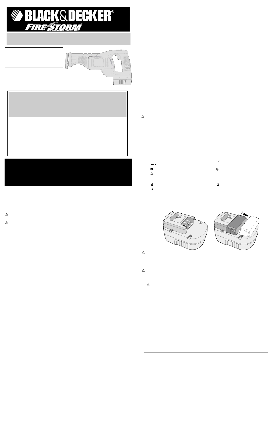 Black & Decker FIRESTORM CRS180B User Manual | 2 pages