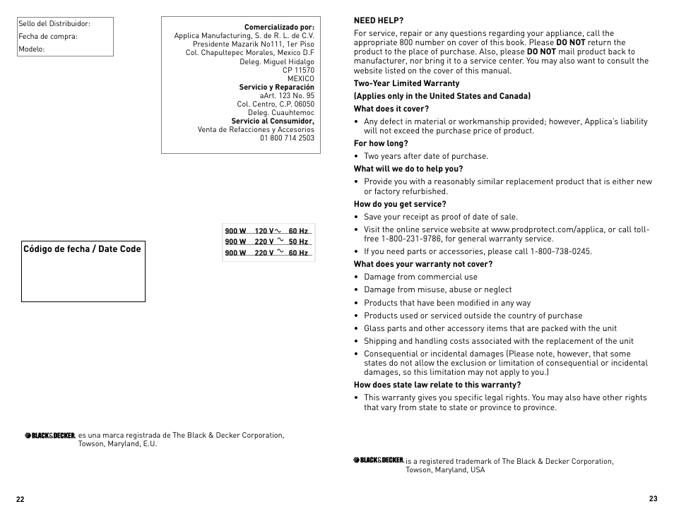 Black & Decker DE791B User Manual | Page 12 / 13