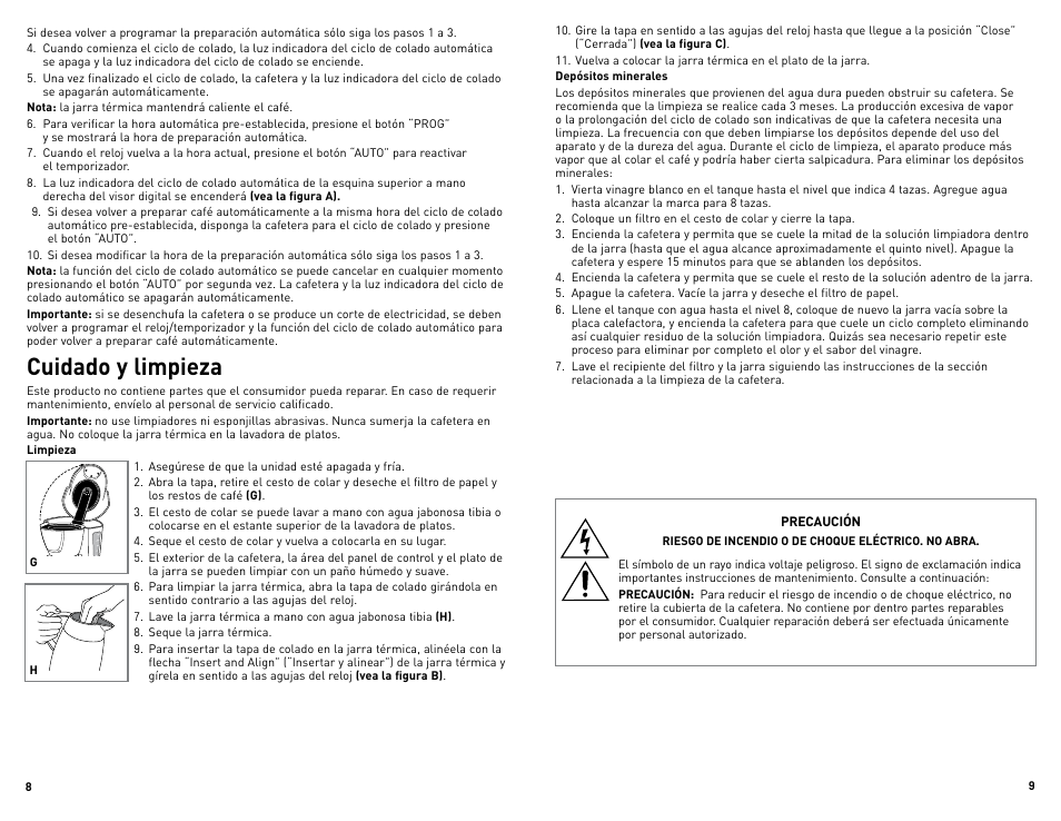 Cuidado y limpieza | Black & Decker DE791B User Manual | Page 5 / 13