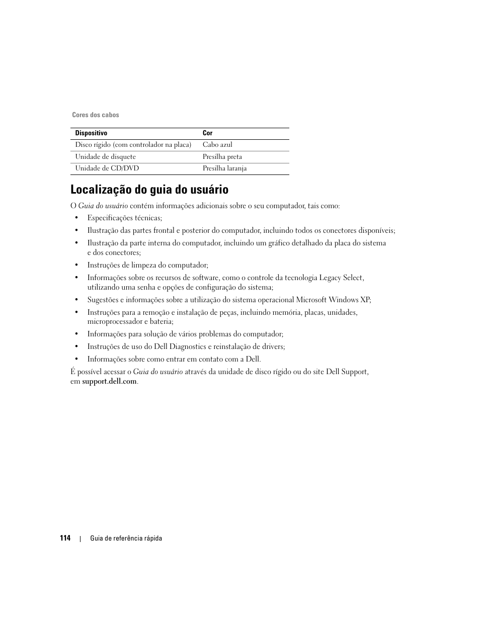 Localização do guia do usuário | Dell Precision 690 User Manual | Page 114 / 184