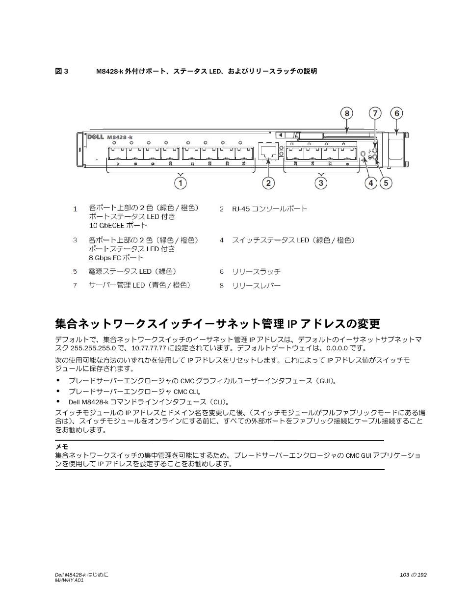 集合ネットワークスイッチイーサネット管理 ip アドレスの変更 | Dell POWEREDGE M1000E User Manual | Page 103 / 202