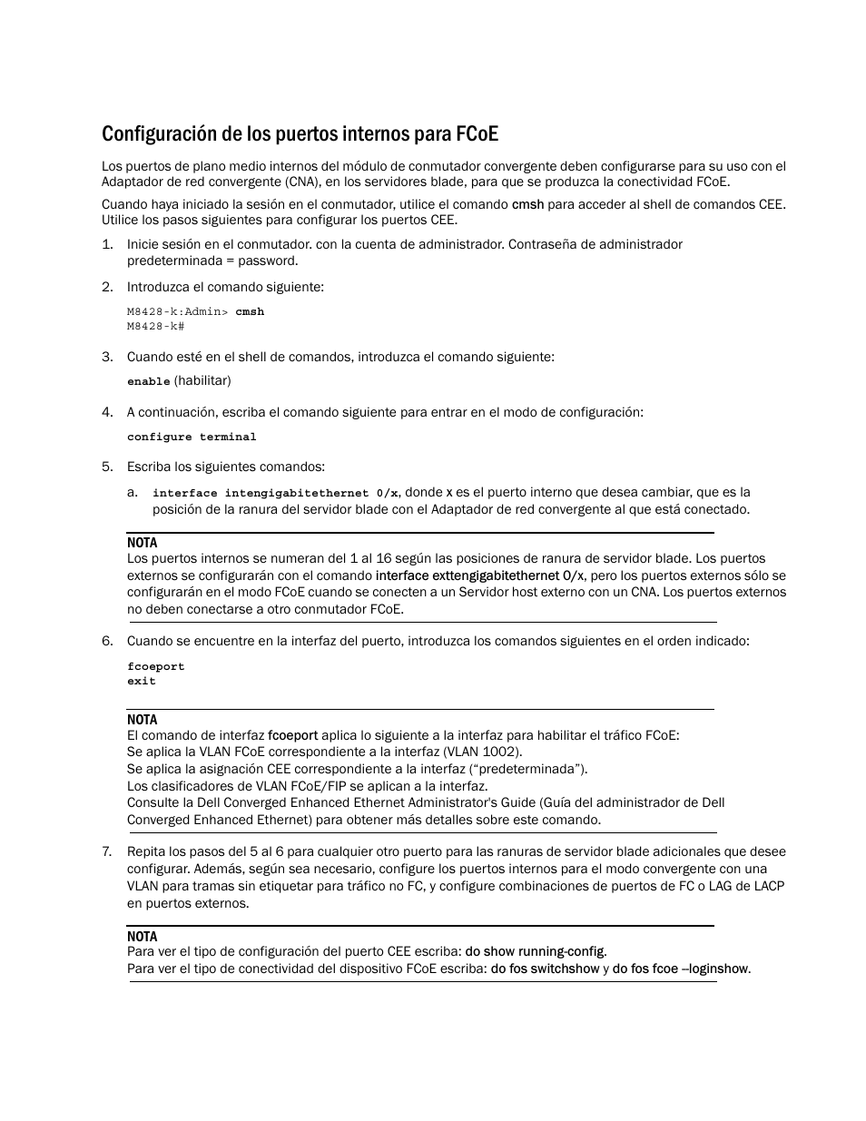 Configuración de los puertos internos para fcoe | Dell POWEREDGE M1000E User Manual | Page 155 / 202