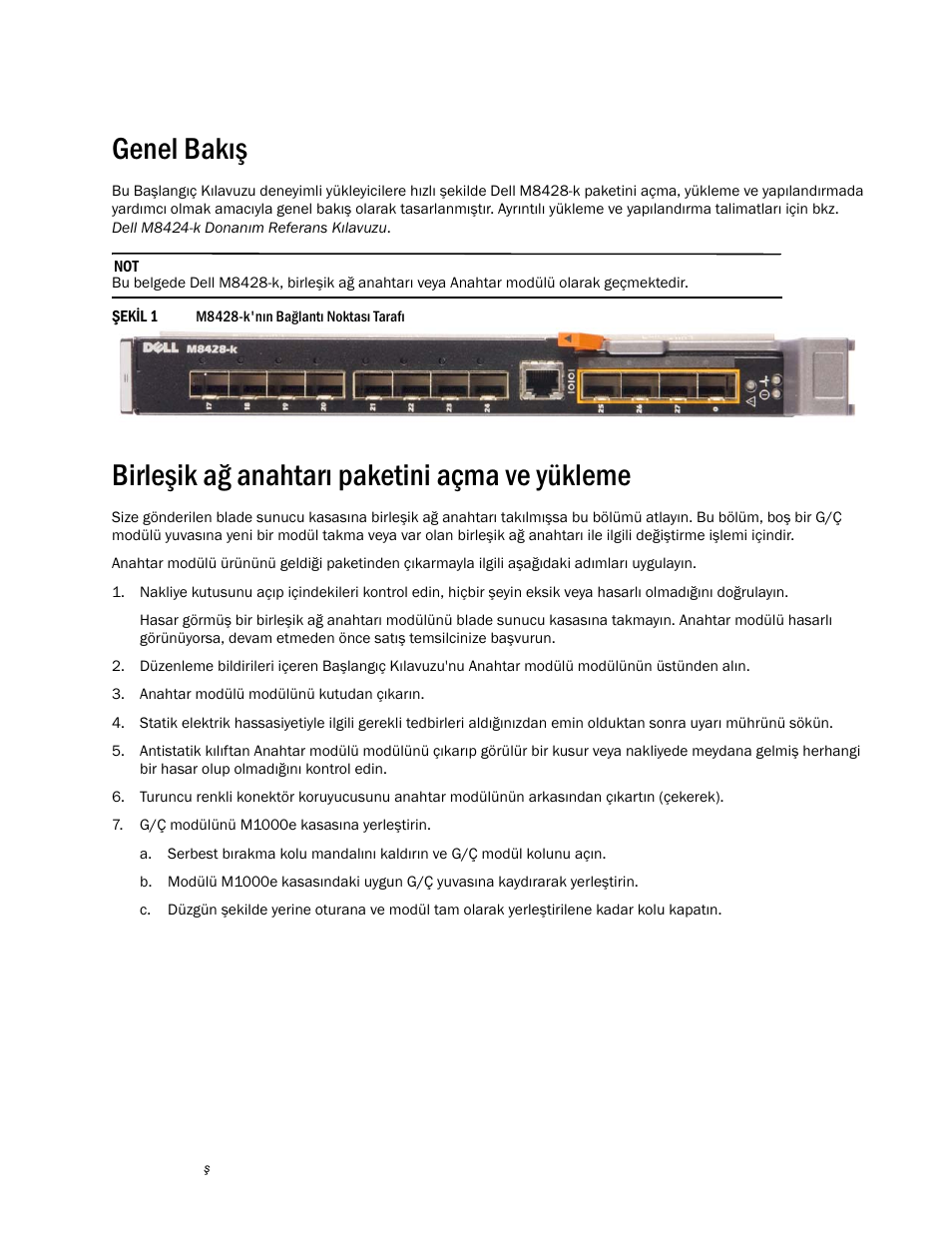 Genel bakış, Birleşik ağ anahtarı paketini açma ve yükleme | Dell POWEREDGE M1000E User Manual | Page 163 / 202