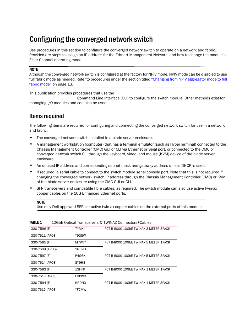 Configuring the converged network switch, Items required | Dell POWEREDGE M1000E User Manual | Page 5 / 202