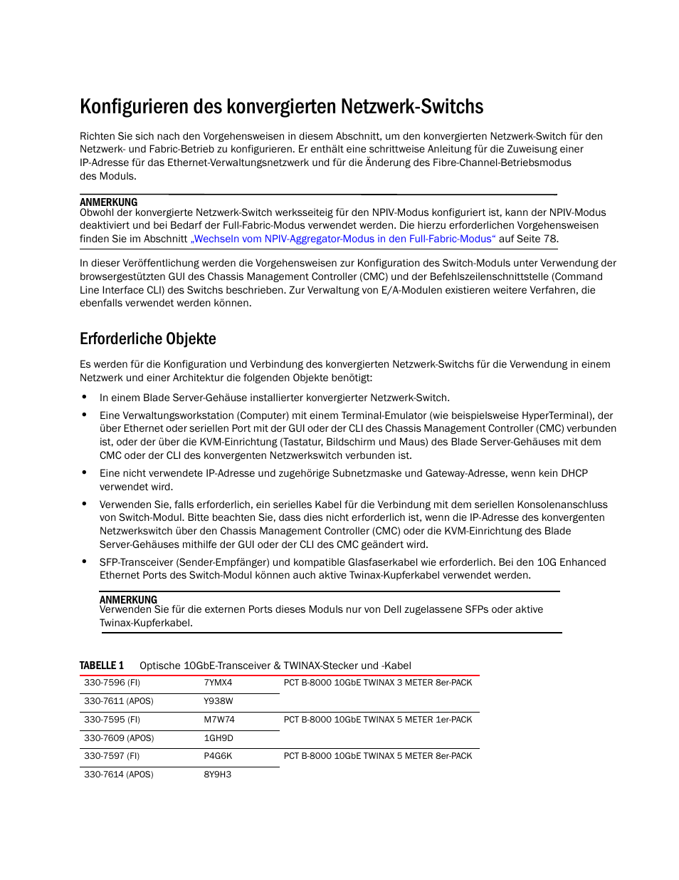 Konfigurieren des konvergierten netzwerk-switchs, Erforderliche objekte | Dell POWEREDGE M1000E User Manual | Page 69 / 202