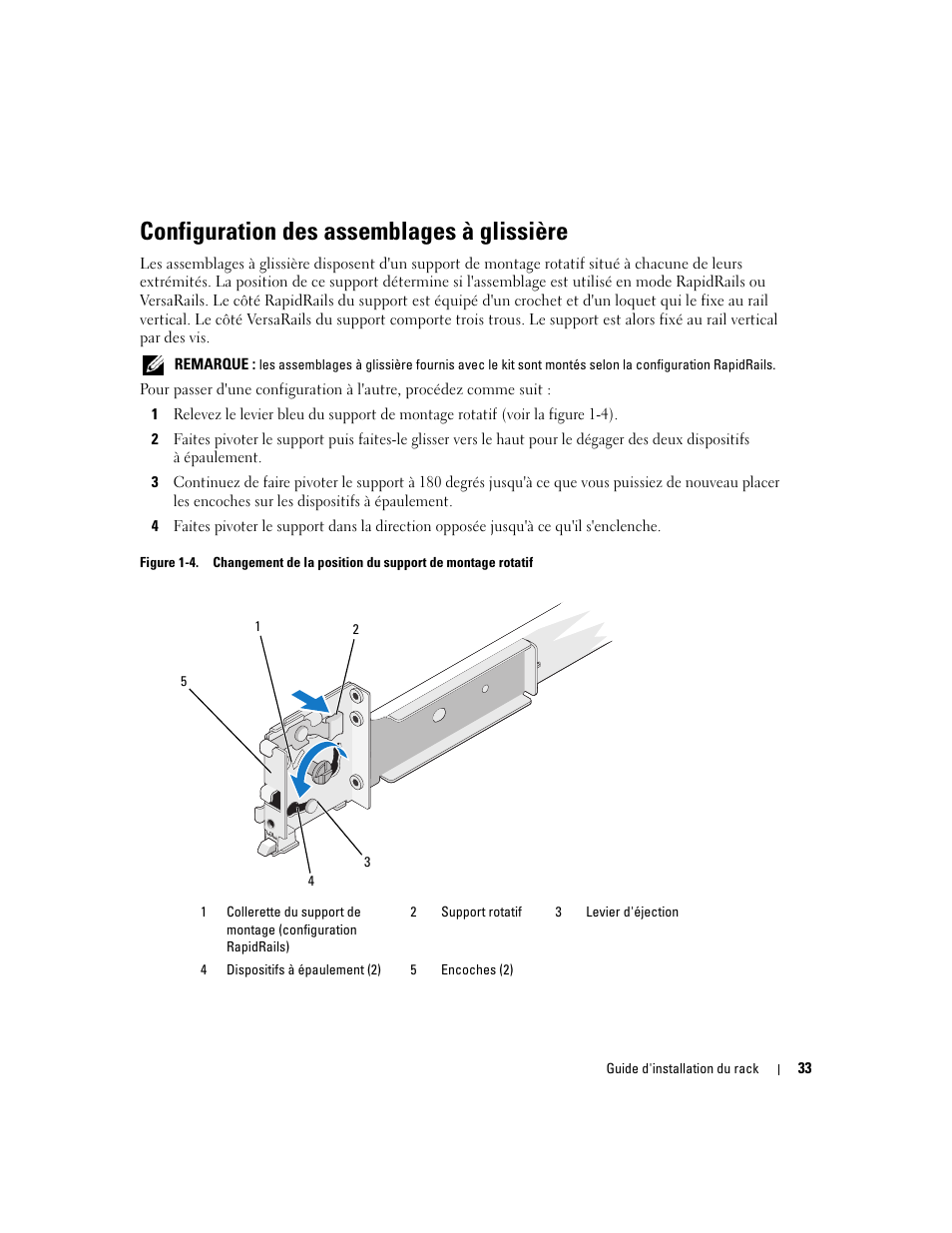 Configuration des assemblages à glissière | Dell Precision R5400 (Mid 2008) User Manual | Page 35 / 112