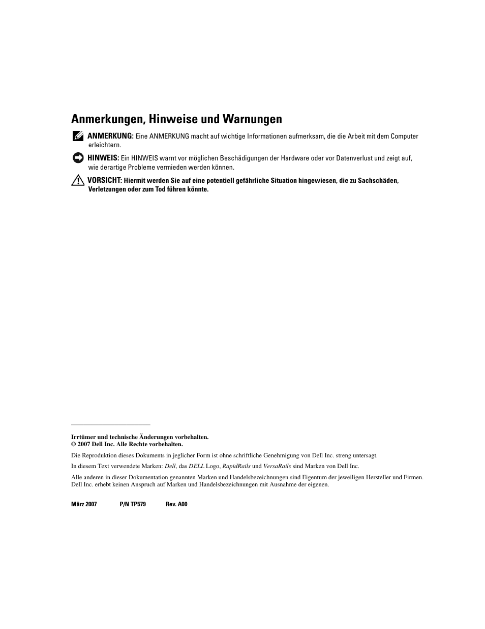 Anmerkungen, hinweise und warnungen | Dell Precision R5400 (Mid 2008) User Manual | Page 48 / 112