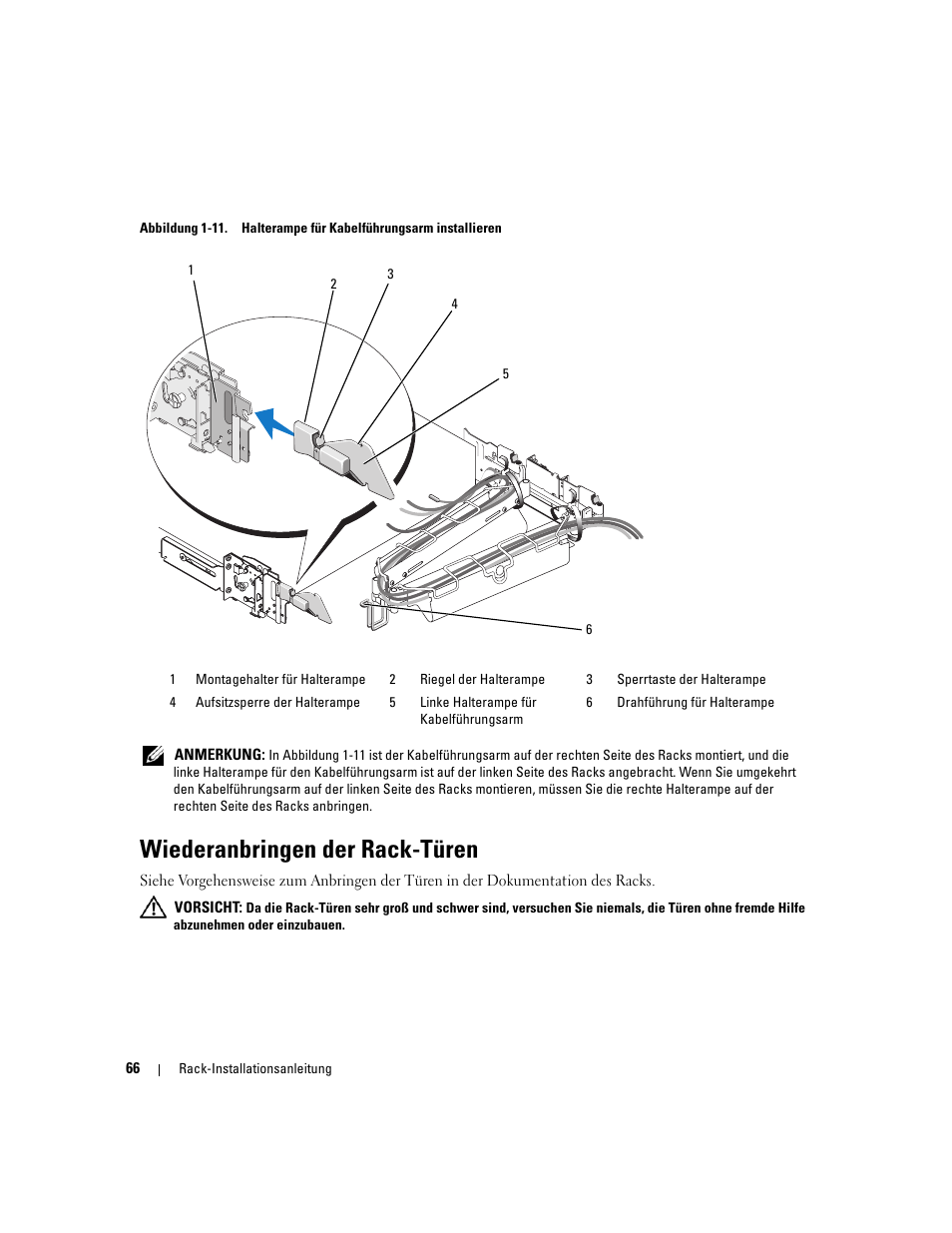 Wiederanbringen der rack-türen, Abbildung 1-11), montier | Dell Precision R5400 (Mid 2008) User Manual | Page 68 / 112