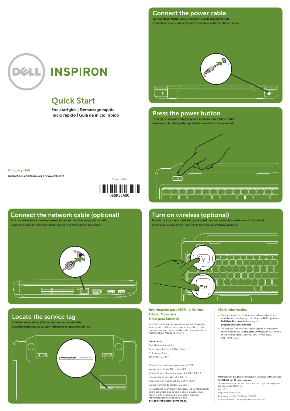 Dell Inspiron 14 (M4040, Mid 2011) User Manual | 2 pages