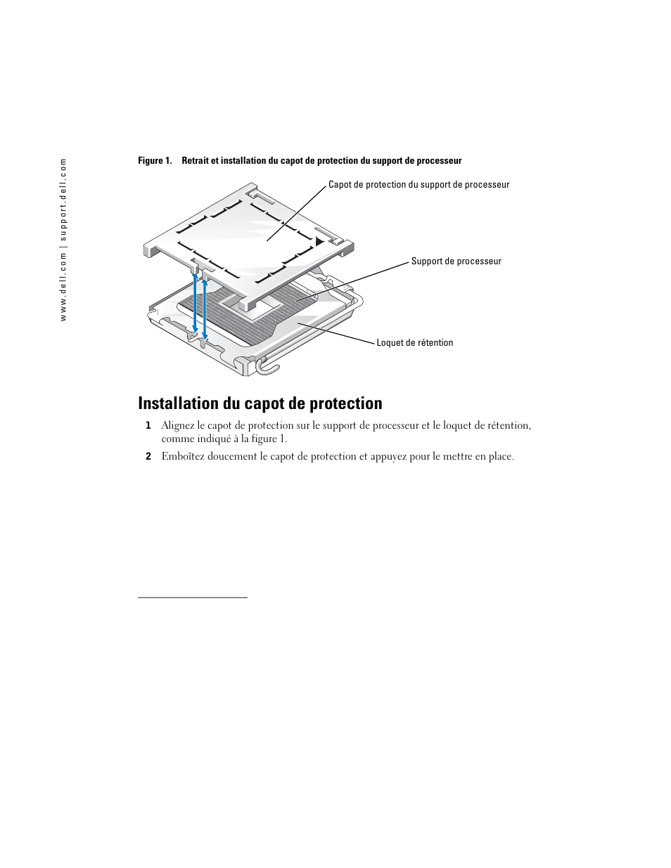 Installation du capot de protection | Dell PowerEdge SC 420 User Manual | Page 6 / 14