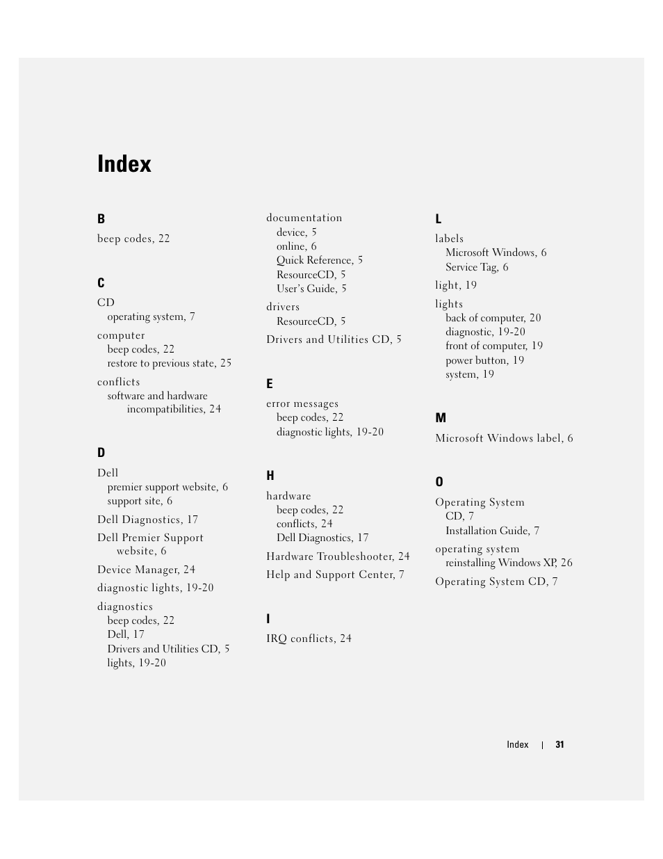 Index | Dell OptiPlex 170L User Manual | Page 31 / 100